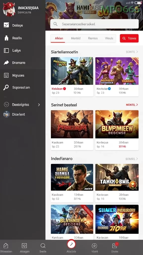 Cuplikan layar ORCA128 — menu navigasi